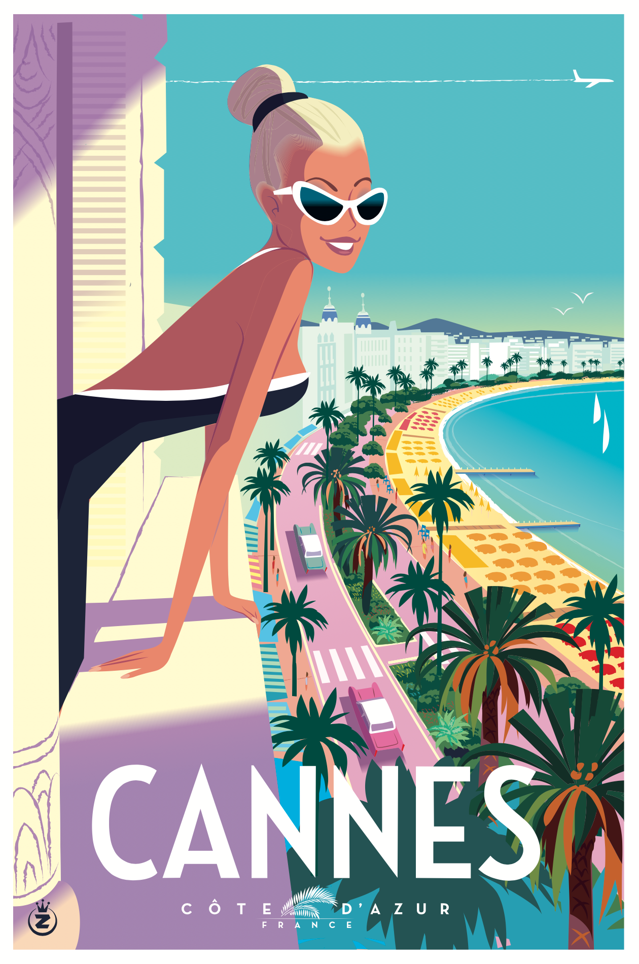 AFFICHE CANNES DE MONSIEUR Z " LA CROISETTE "