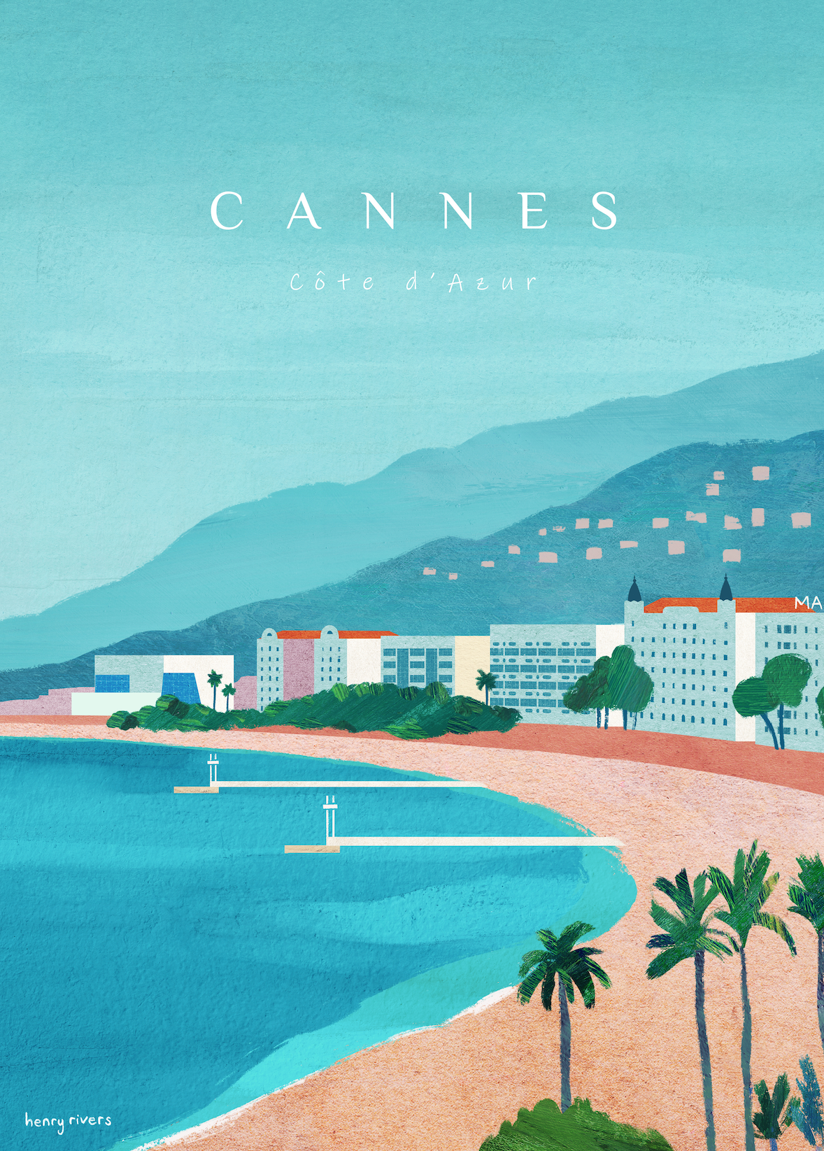 AFFICHE CANNES DE HENRY RIVERS " CROISETTE"