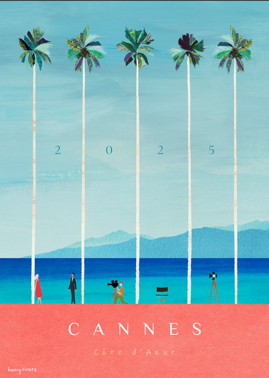 AFFICHE CANNES DE HENRY RIVERS " PALMIERS "